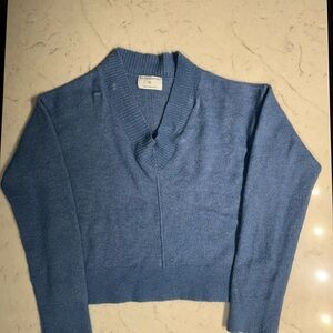 Primark Edit Blue Cropped V-Neck Sweater – Soft Knit Pullover
